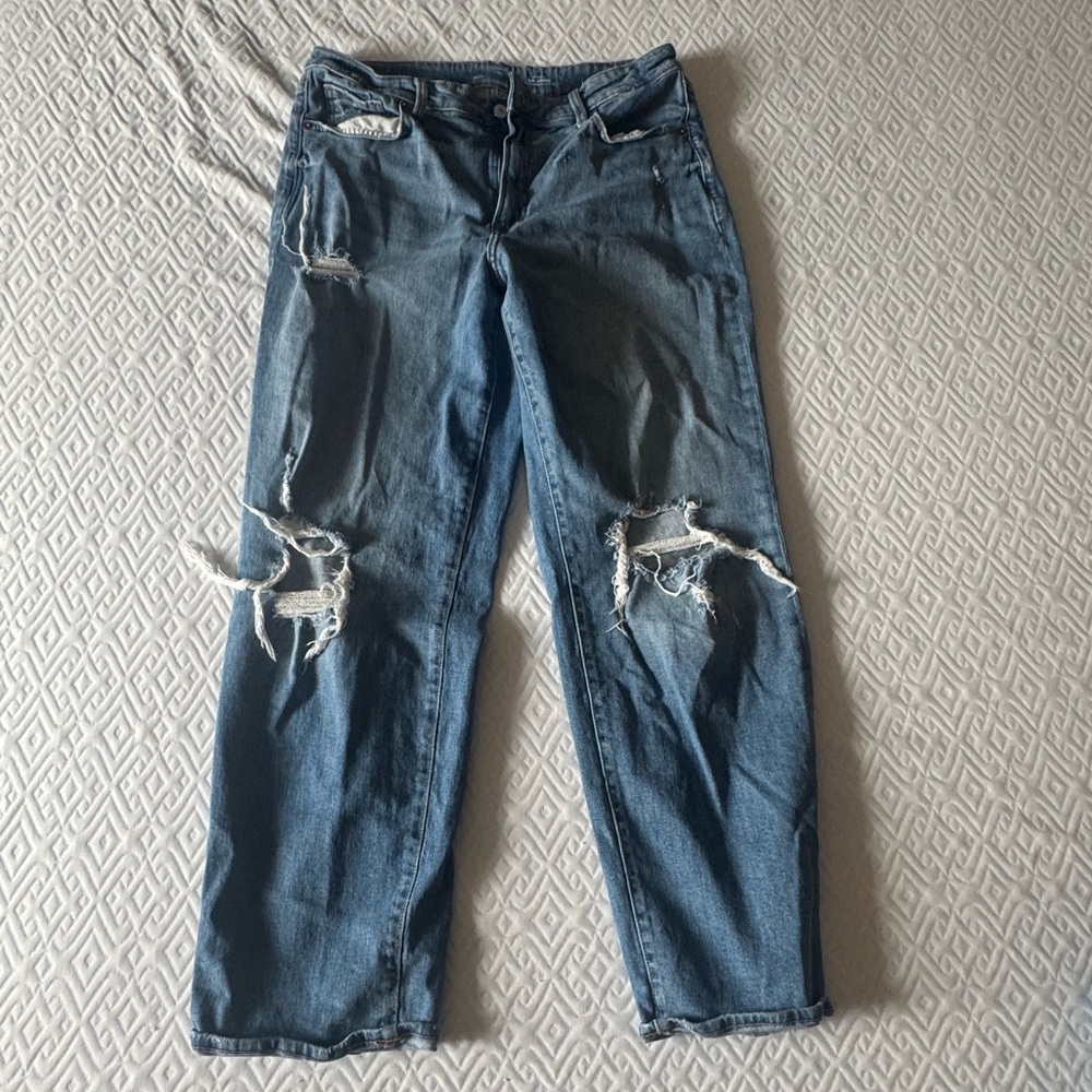Old Navy Blue Distressed Boyfriend Jeans